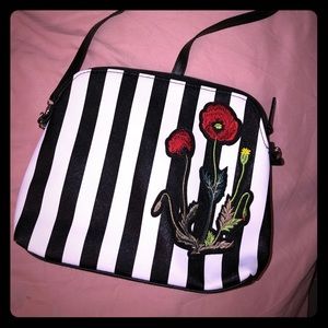 Striped poppy handbag